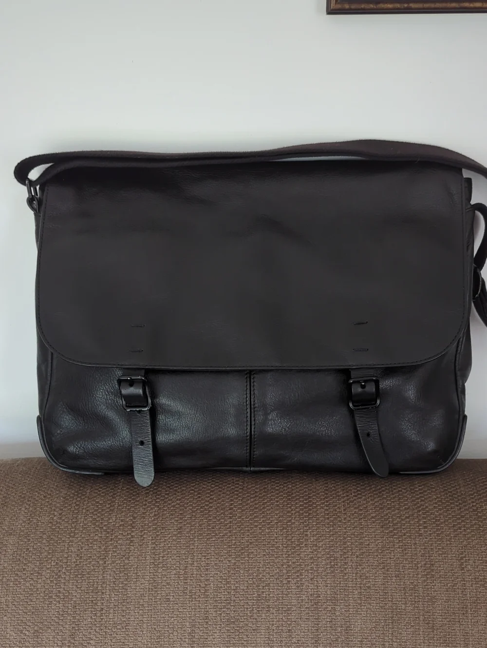 Fossil Black Leather Buckner Messenger Bag